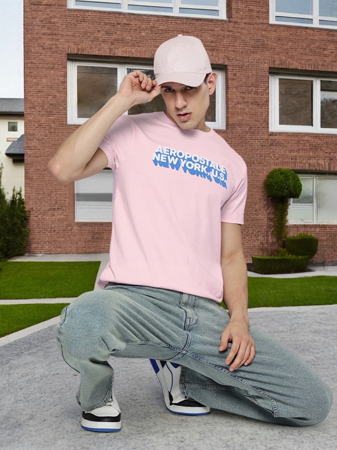 

Aeropostale Typography Printed Pure Cotton T-shirt, Peach