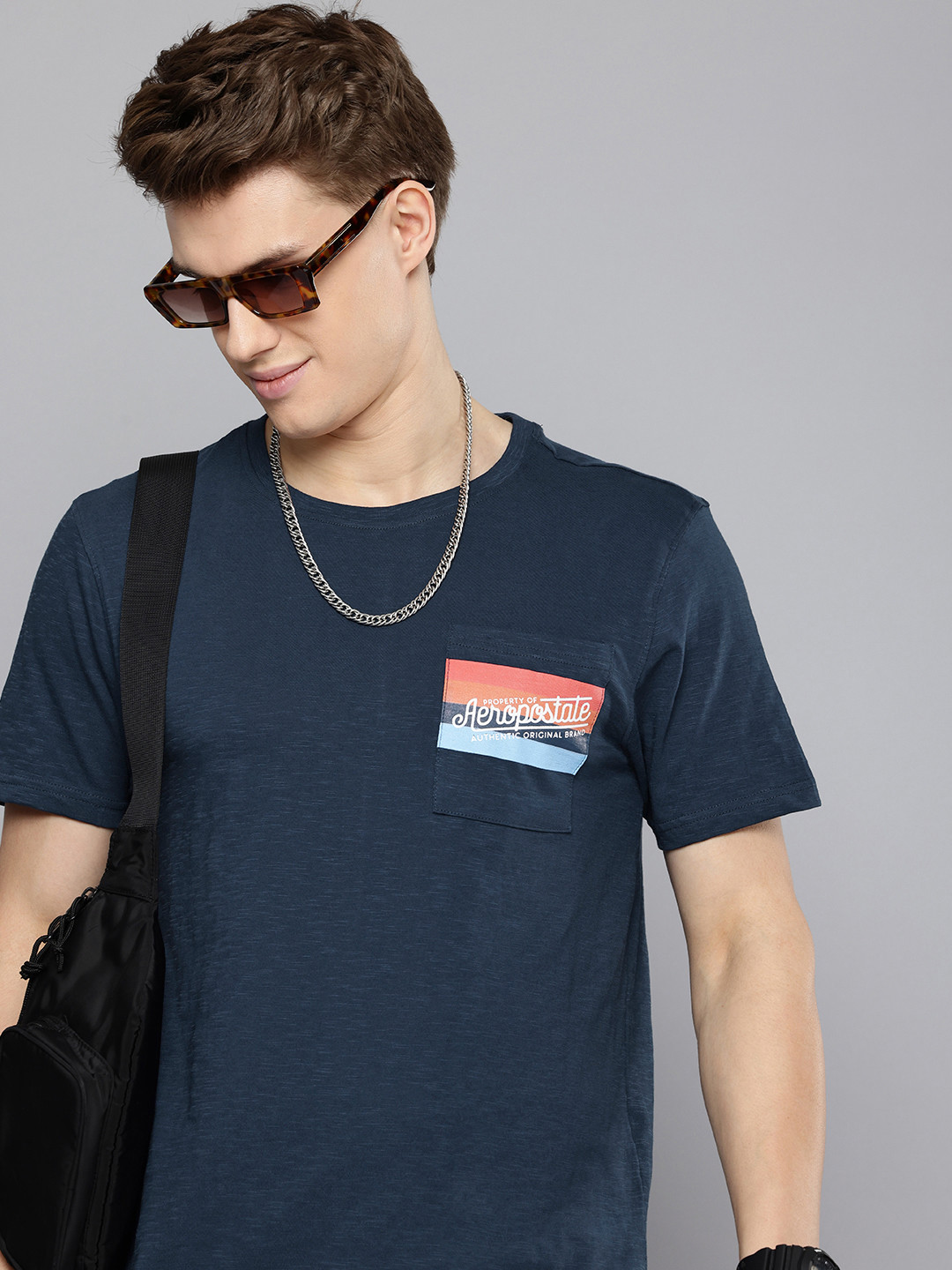 

Aeropostale Pure Cotton T-shirt, Navy blue