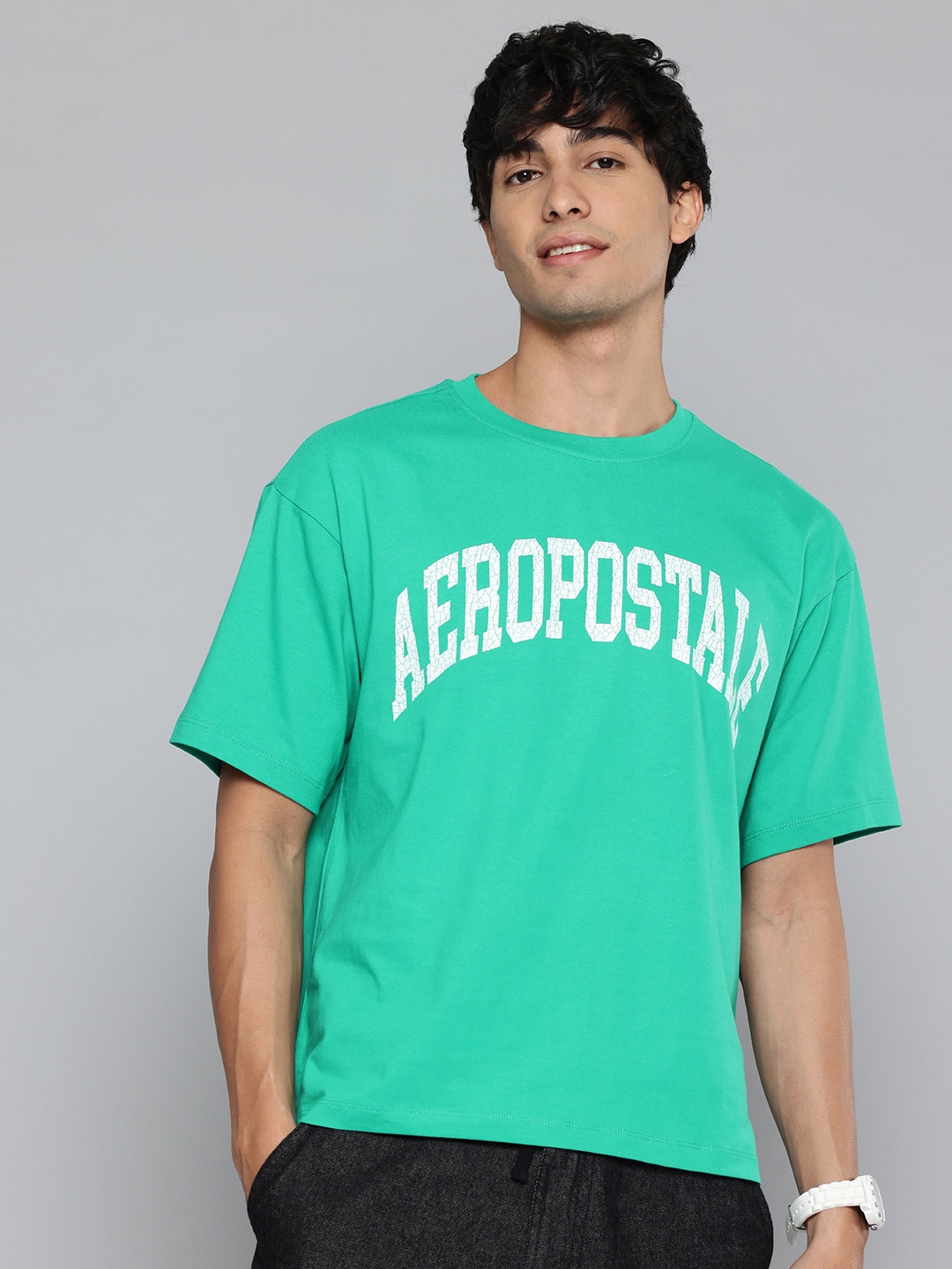 

Aeropostale Brand Logo Relaxed Pure Cotton T-shirt, Green