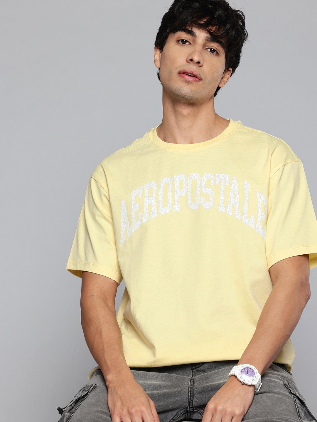 

Aeropostale Brand Logo Relaxed Pure Cotton T-shirt, Yellow