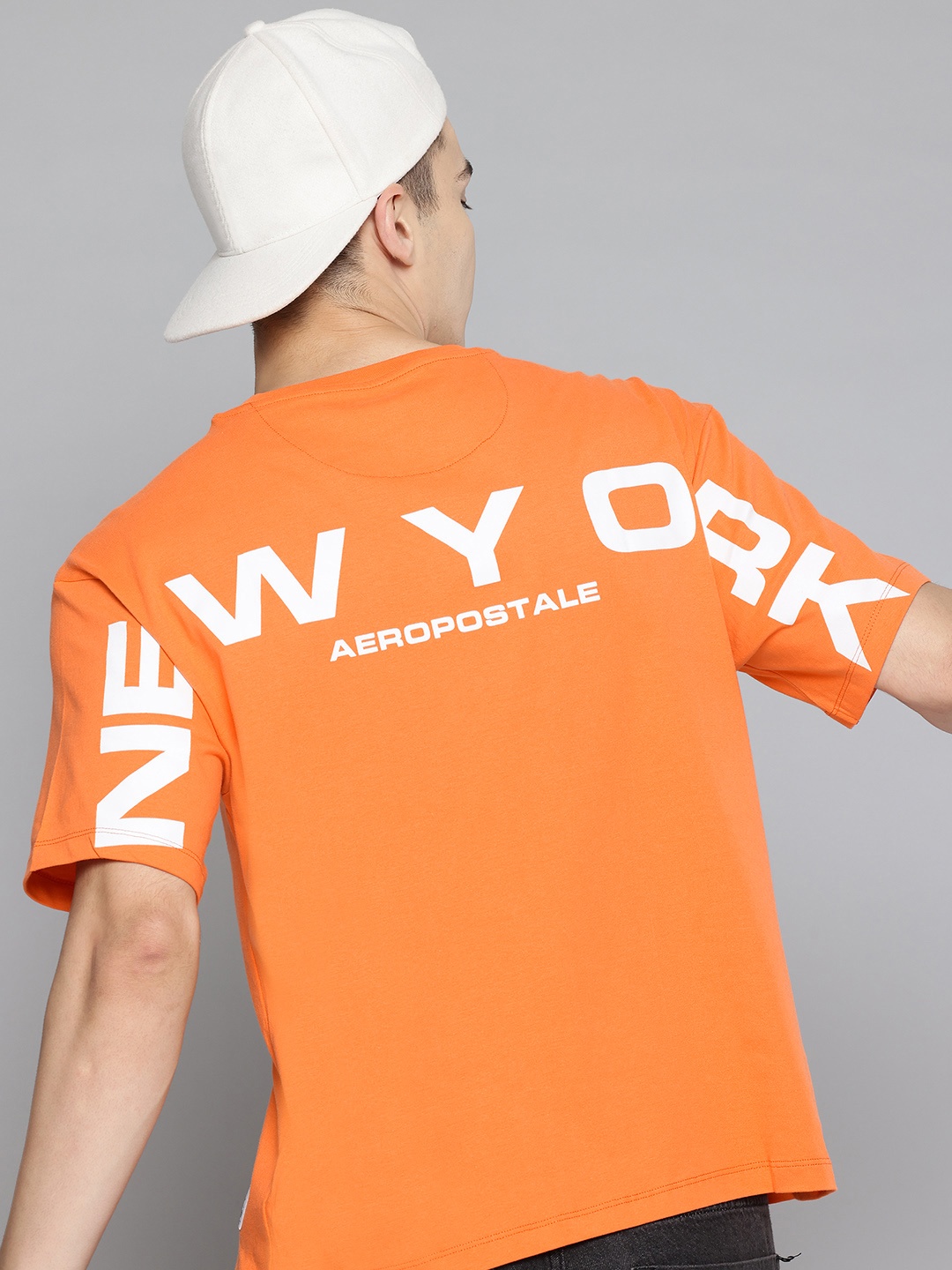 

Aeropostale Typography Print Relaxed Pure Cotton T-shirt, Orange