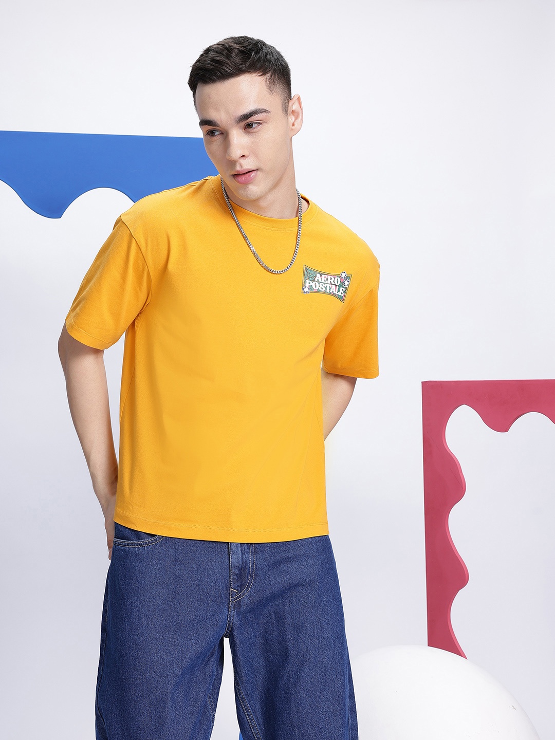 

Aeropostale Brand Logo Print Pure Cotton T-shirt, Yellow