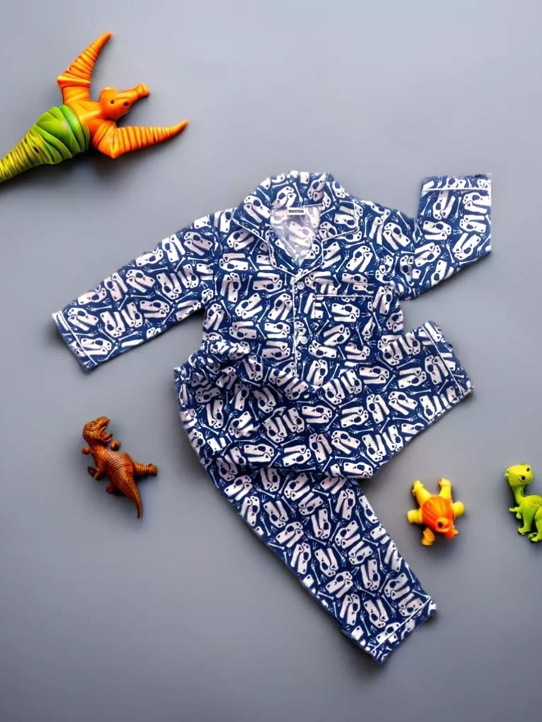 

Freesia Array Unisex Kids Printed Night suit, Blue