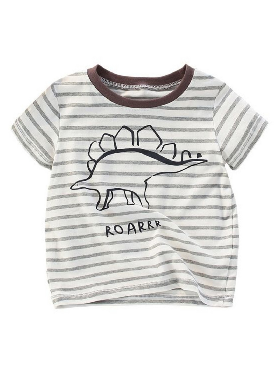 

StyleCast x Revolte Boys Striped Raw Edge T-shirt, Grey