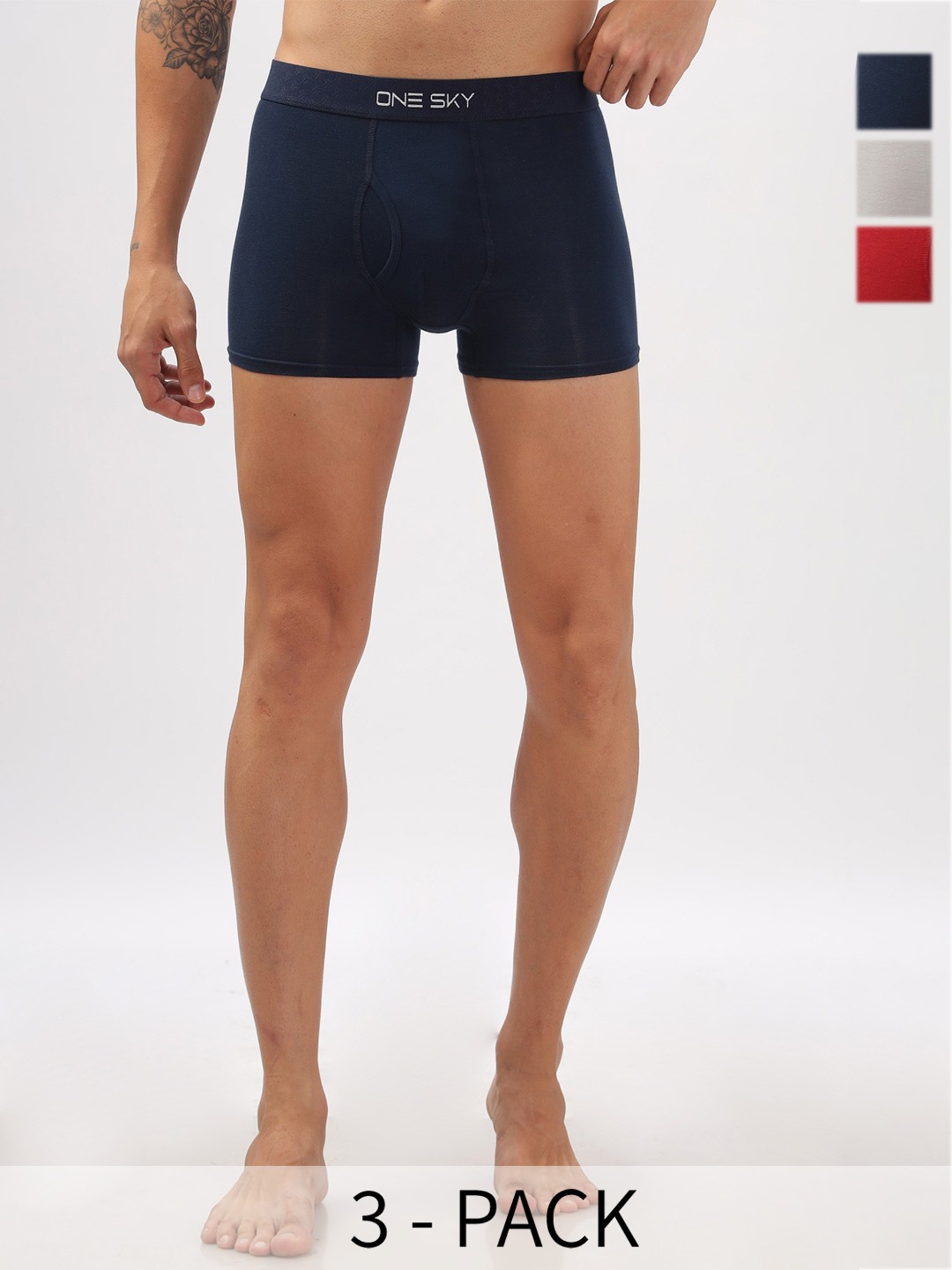

ONE SKY Pack Of 3 Trunks SM00050 AST3 DWNBL PGBL EMB, Navy blue