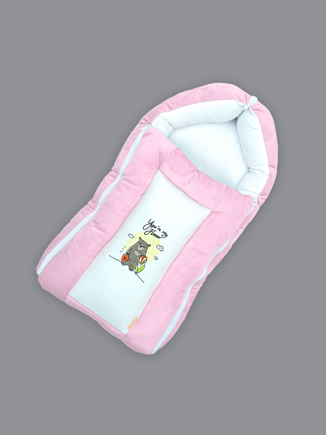 

Born Babies Cotton Printed Carry Bed Cum Sleeping Bag, Pink