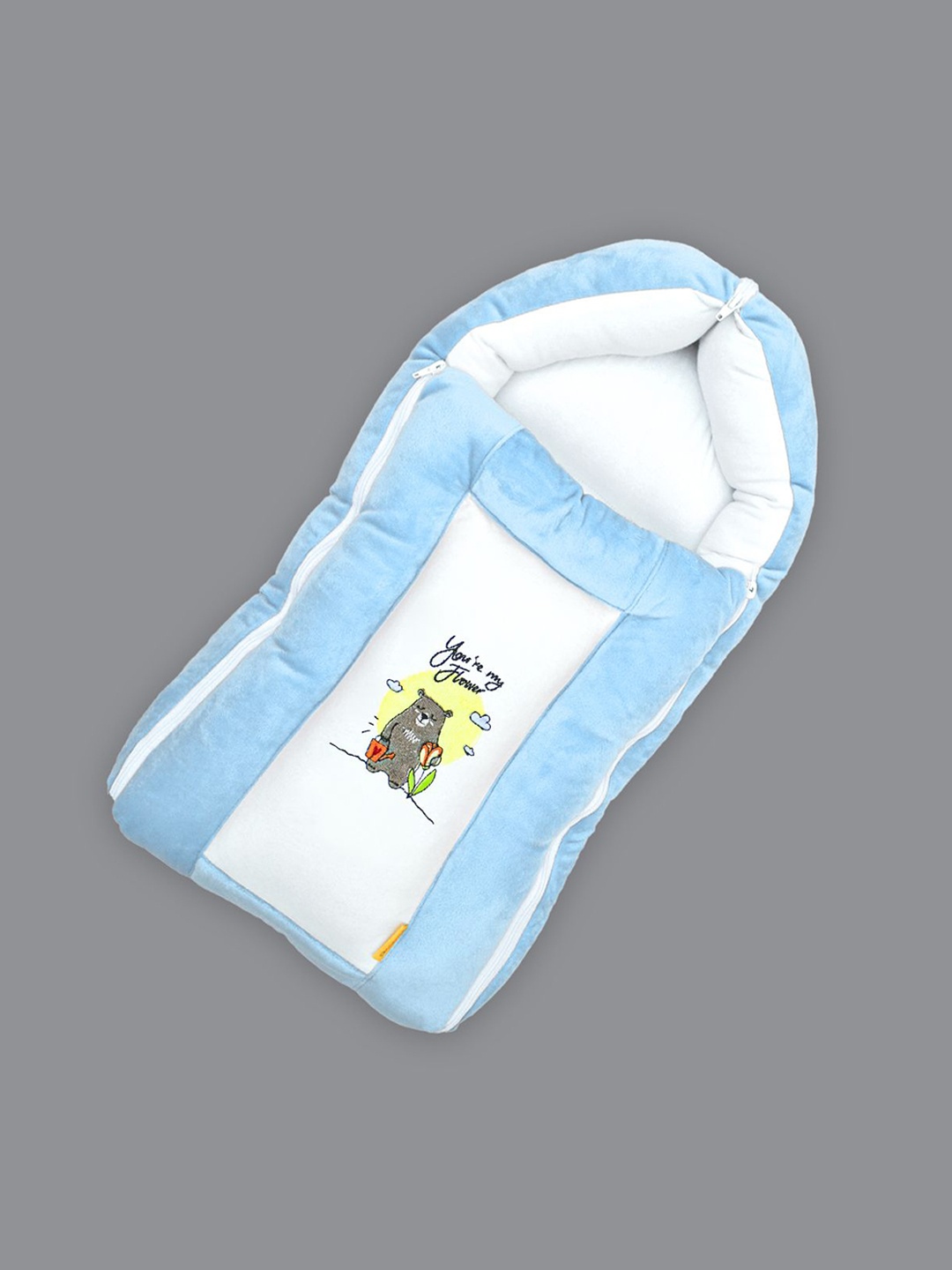 

Born Babies Blue & White Printed Cotton Baby Sleeping Bag