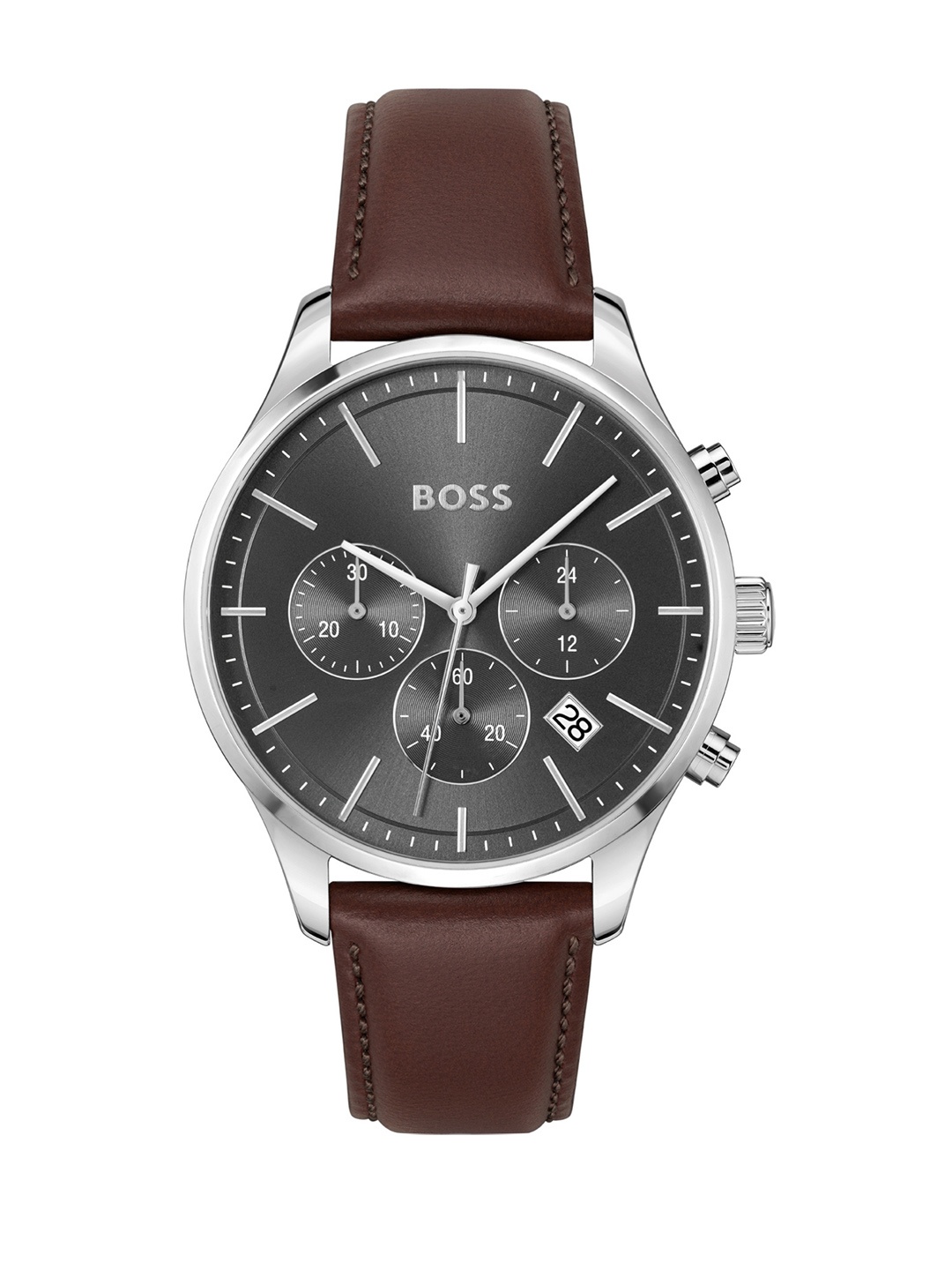 

BOSS Men Leather Straps Analogue Chronograph Watch 1514155, Grey