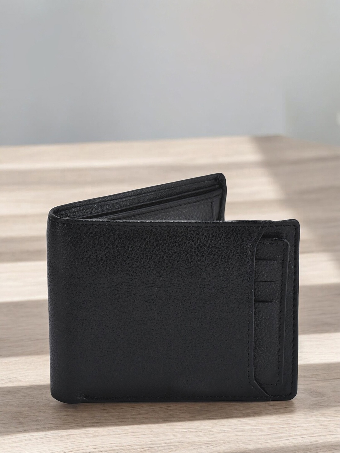 

The Roadster Lifestyle Co Men Leather Textured Two Fold Wallets, Black