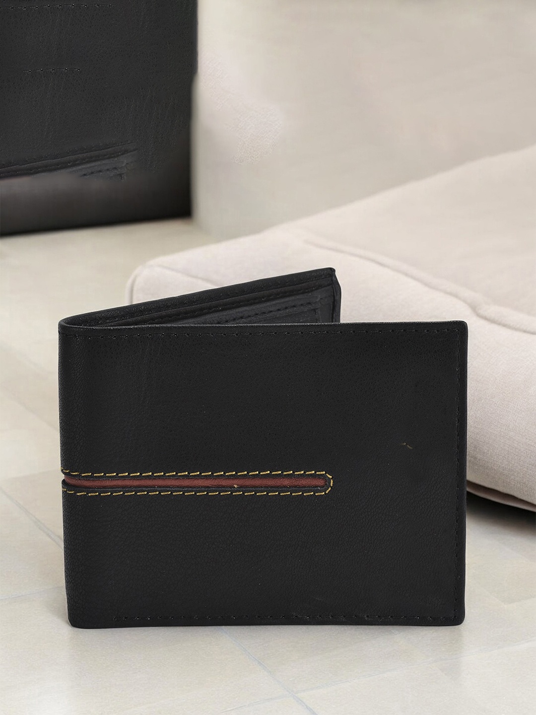 

The Roadster Lifestyle Co. Men Leather Textured Two Fold Wallets, Black