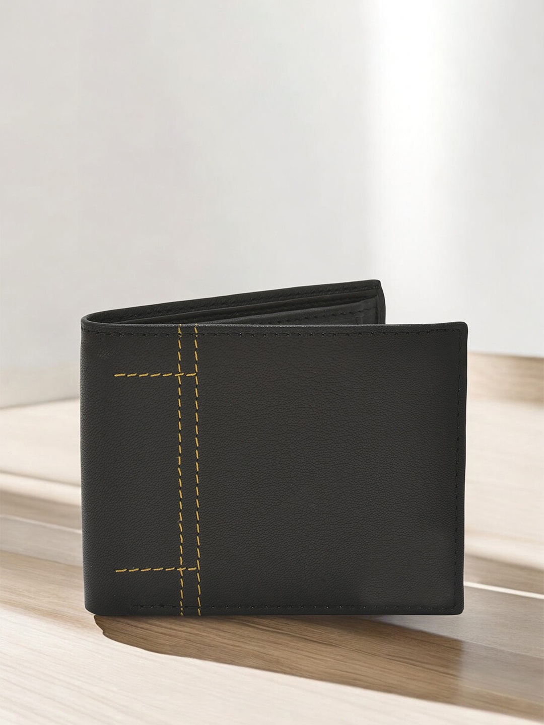 

The Roadster Lifestyle Co Men Full-Grain Leather Two Fold Wallet, Black