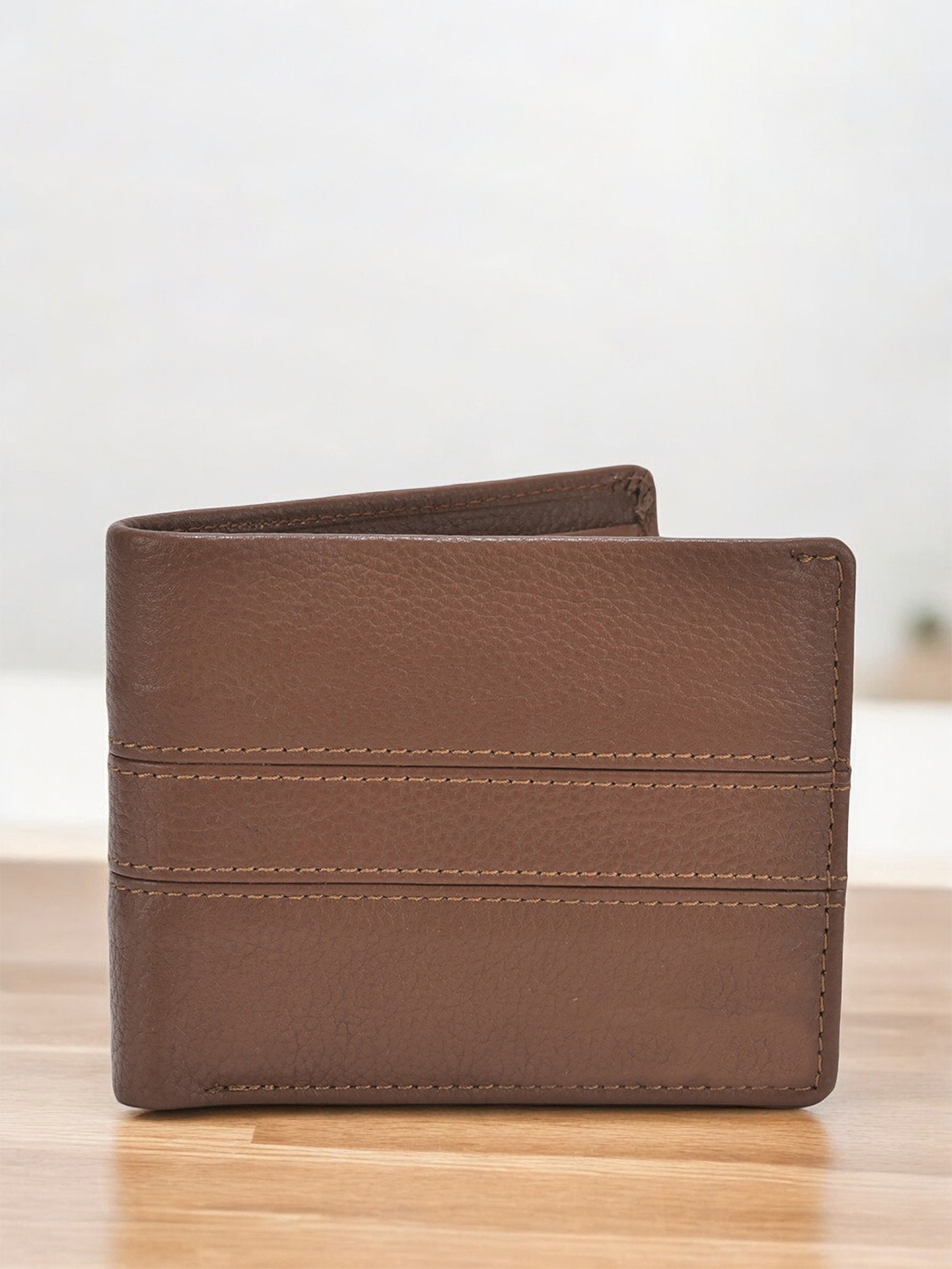 

The Roadster Lifestyle Co Men Leather Textured Two Fold Wallets, Tan