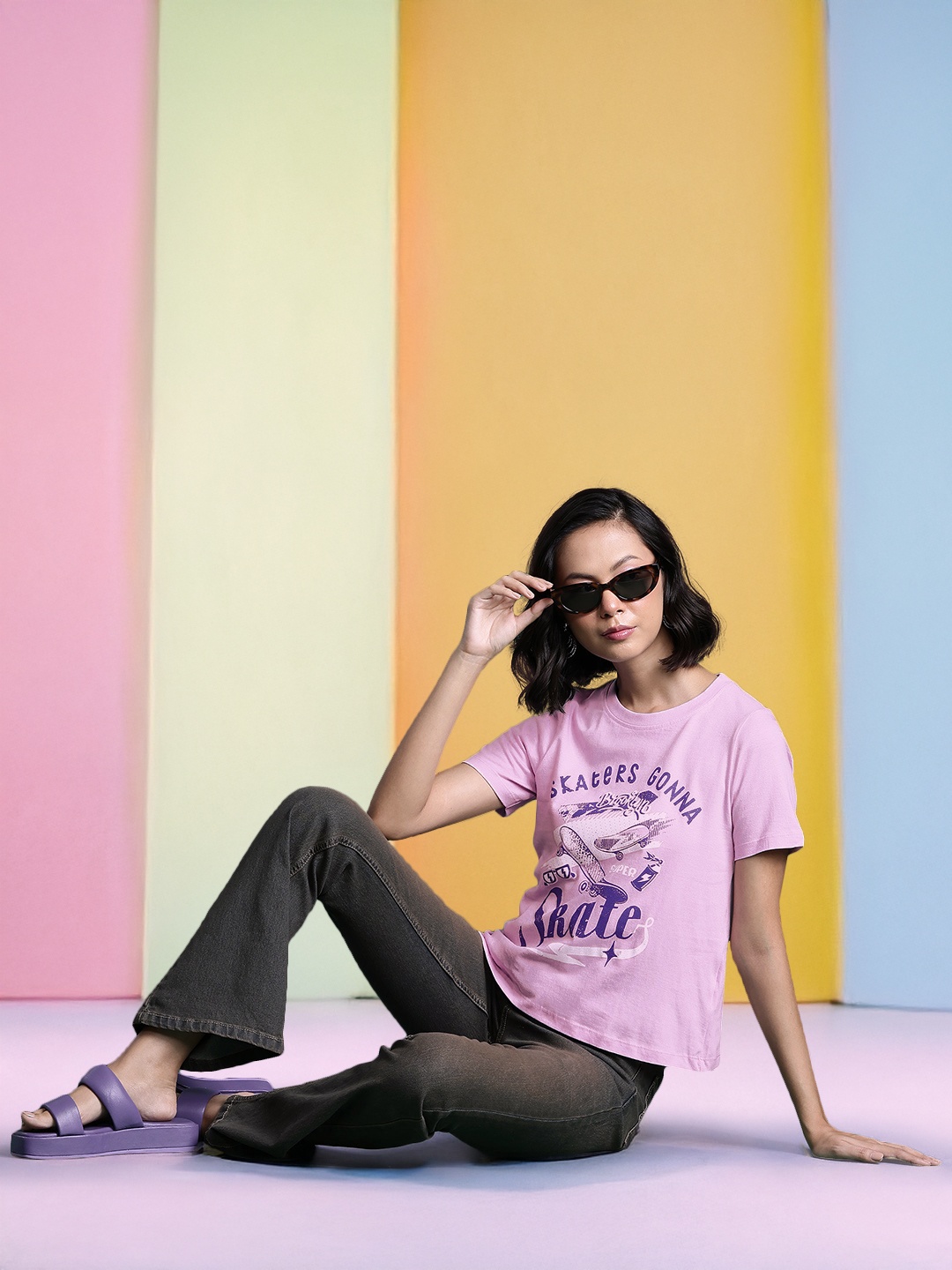 

DressBerry Typography Printed Pure Cotton T-shirt, Pink