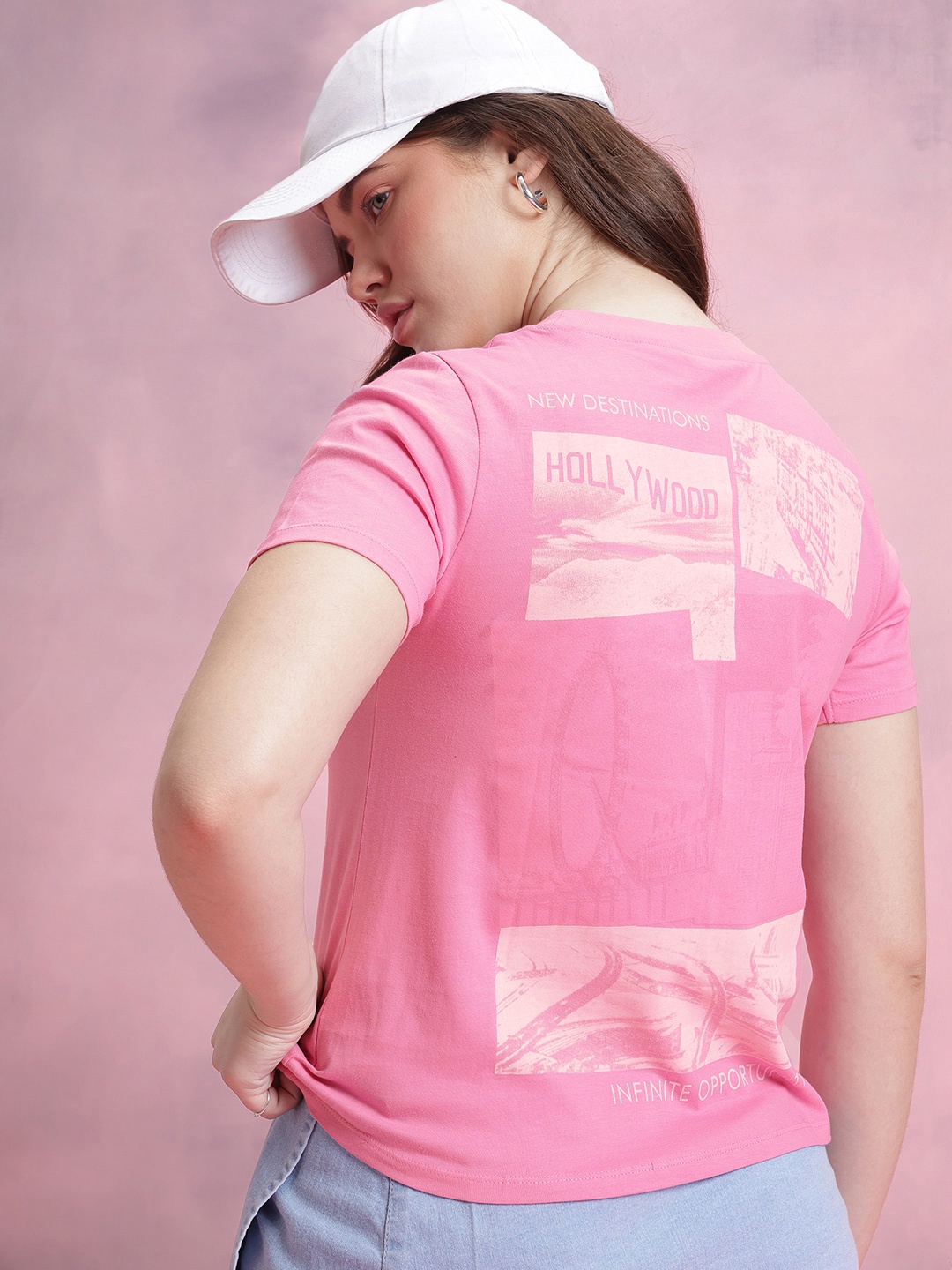 

DressBerry Printed Pure Cotton T-shirt, Pink