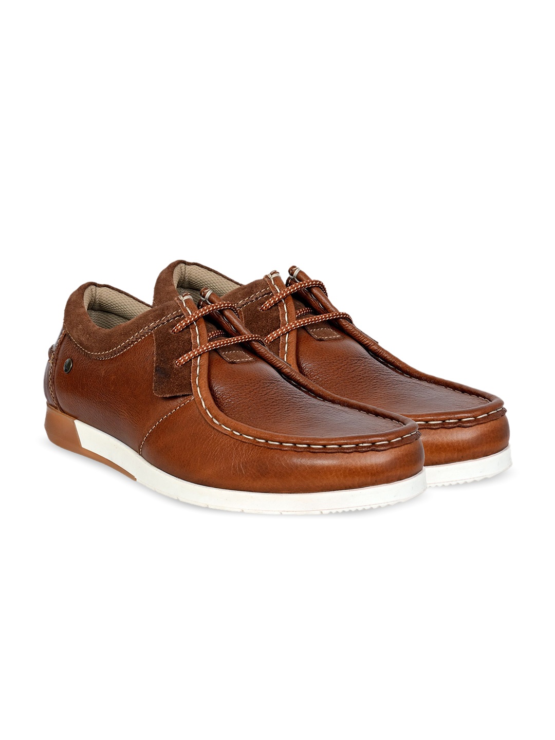 

HX London Men Leather Round Toe Lace-Up Derbys, Tan