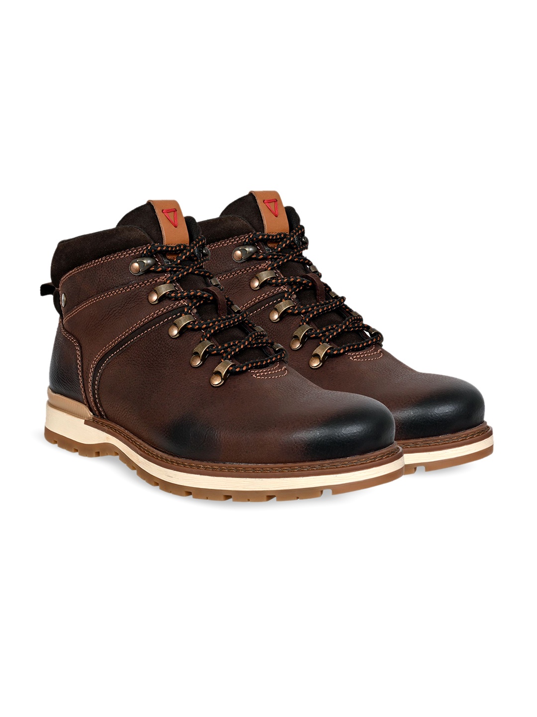 

HX London Men Leather Lace-Up Regular Boots, Brown