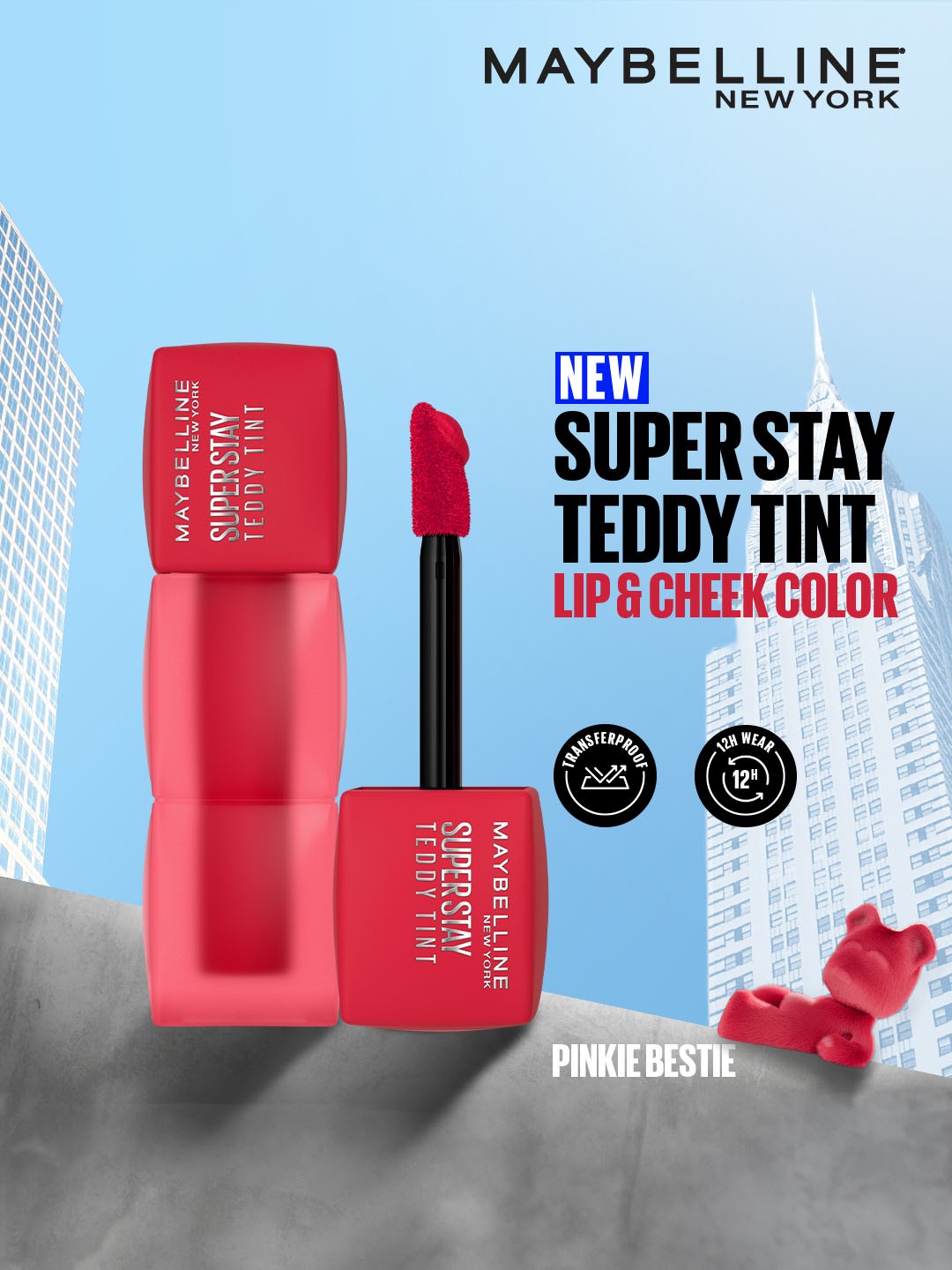 

Maybelline New York Superstay Teddy Tint Lip & Cheek Color 5 ml - Pinkie Bestie 65, Pink