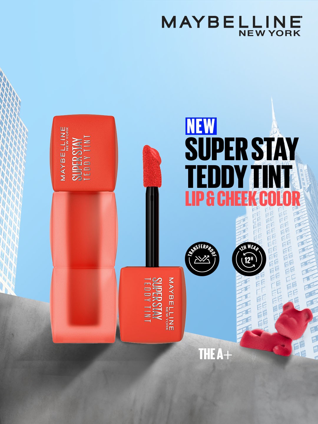 

Maybelline New York Superstay Teddy Tint Lip & Cheek Color 5 ml - The A+ 70, Red