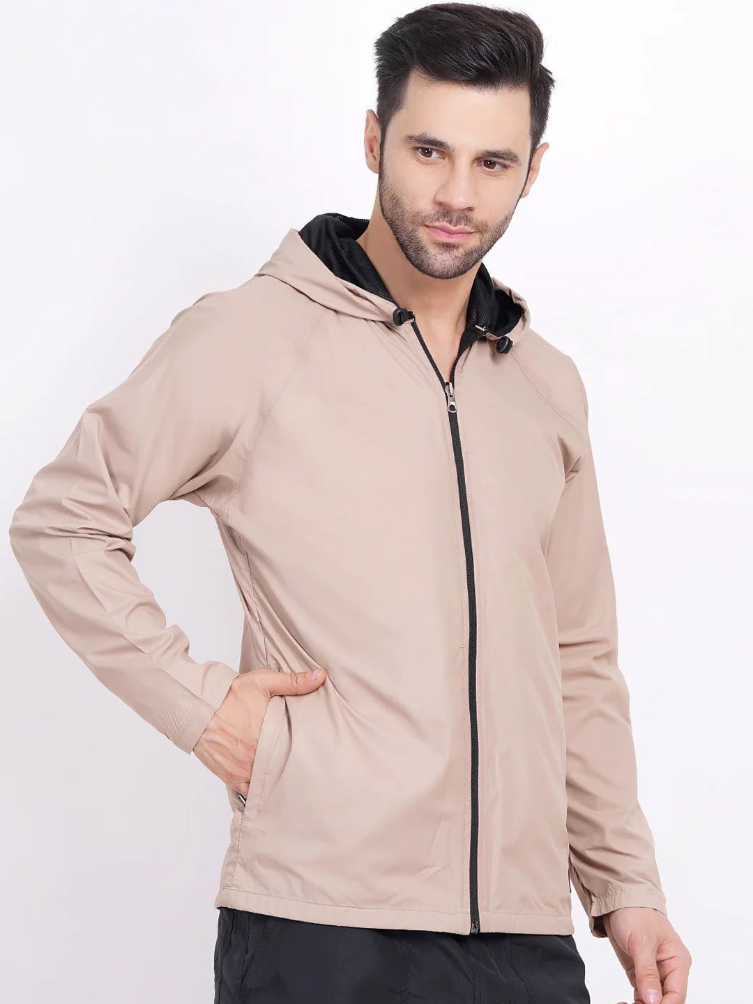

Raxedo Men Water Resistant Windcheater Light Weight Jacket, Beige