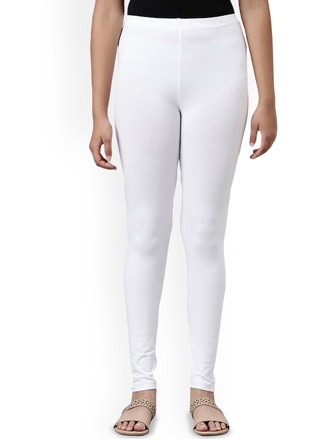 

BAESD Girls White Mid-rise Ankle-Length Slip-On Leggings