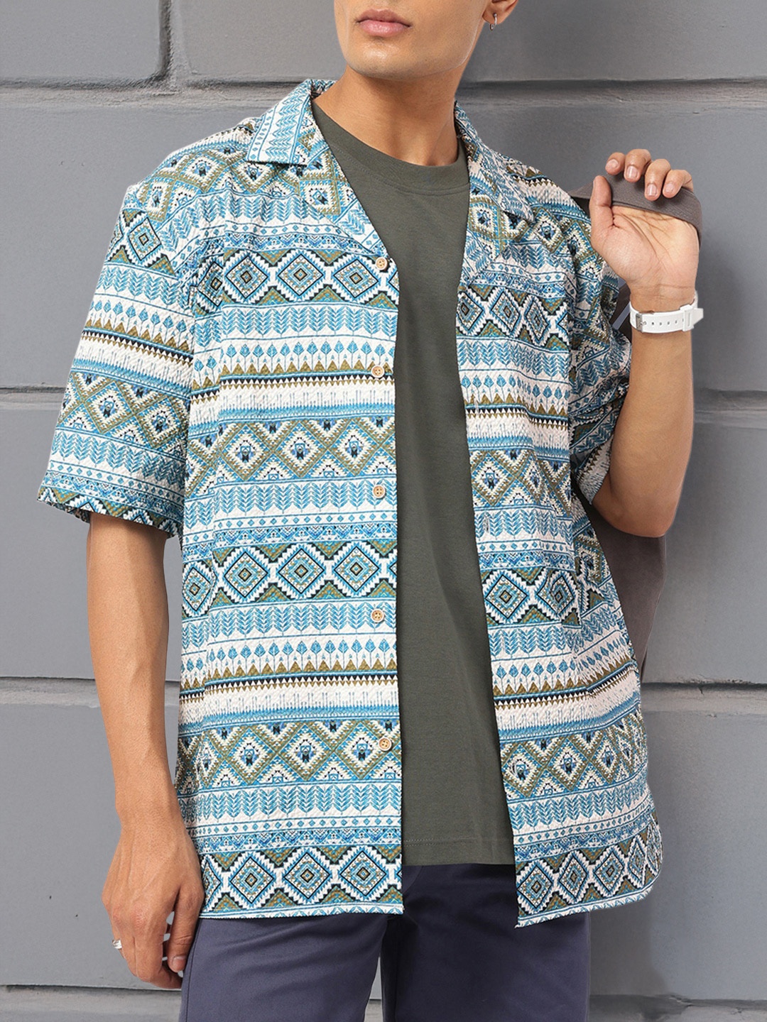 

Kook N Keech Indie Spirit Fair Isle Shirt, Blue