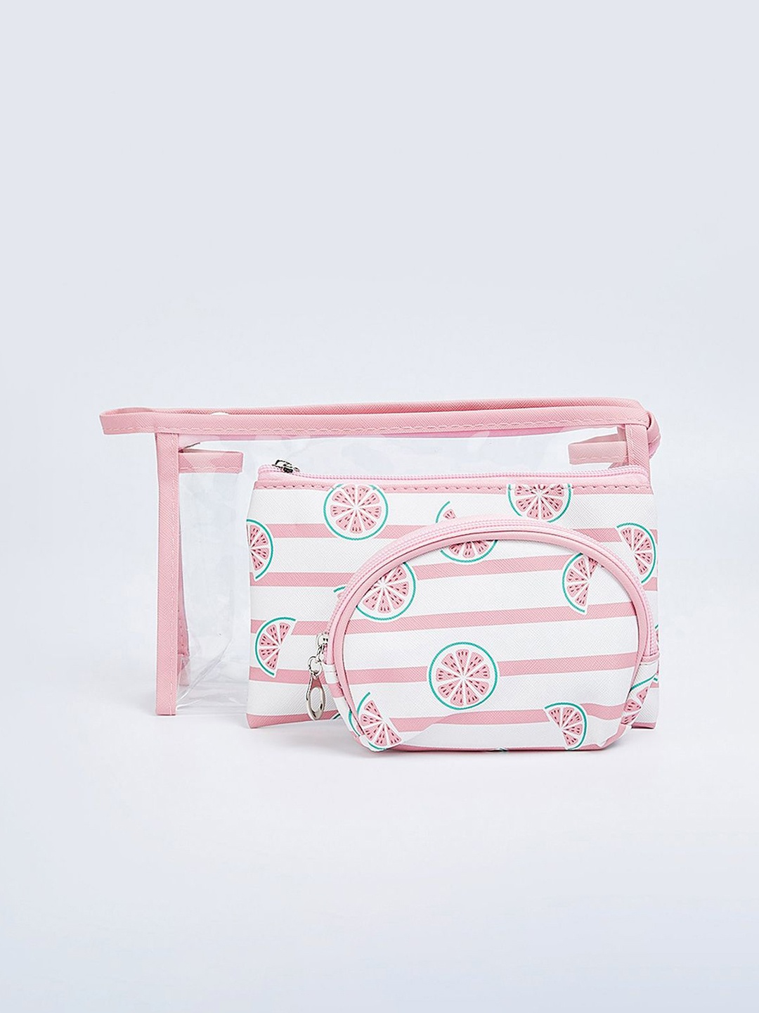 

max Set of 3 Printed Pouch Travel Accessory, Pink