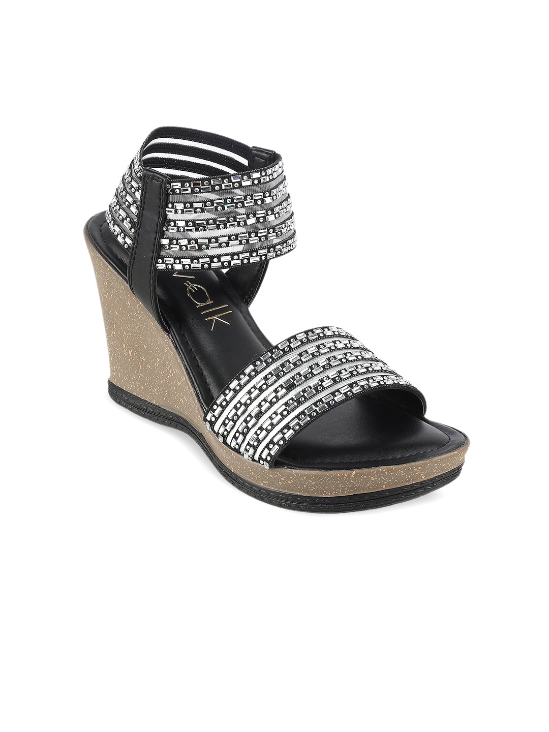 

Catwalk Embellished Wedge Sandals, Black