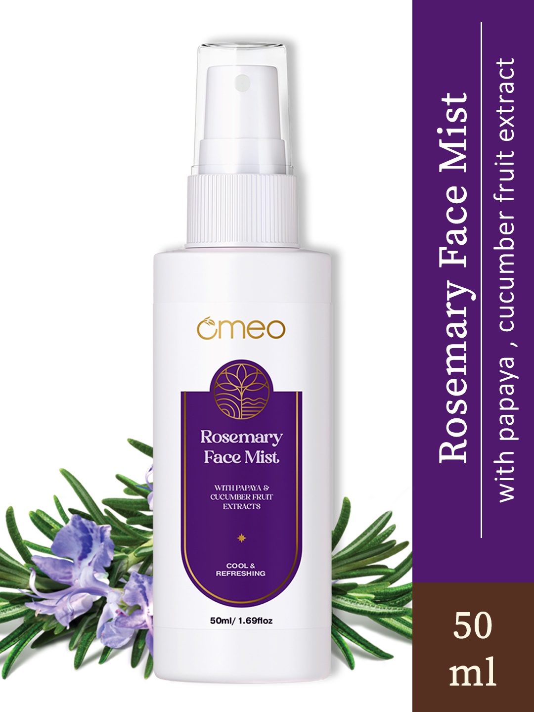 

Omeo Rosemary Face Mist With Papaya & Cucumber Extract-50ml, Purple