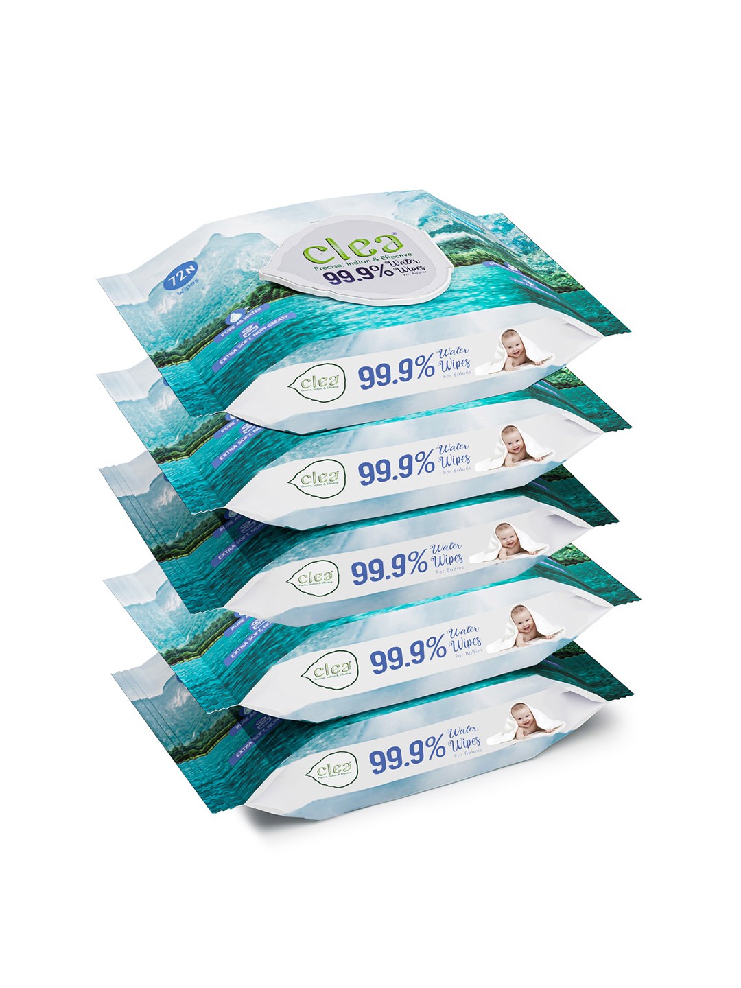 

Clea Baby Water Wipes with Aloevera Extracts - 72-Wipes, Blue