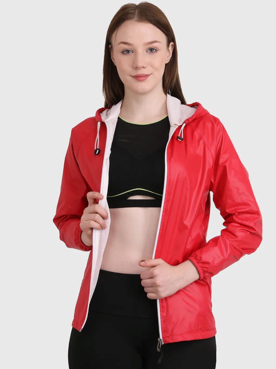 

Raxedo Women Water Resistant Windcheater Light Weight Jacket, Red