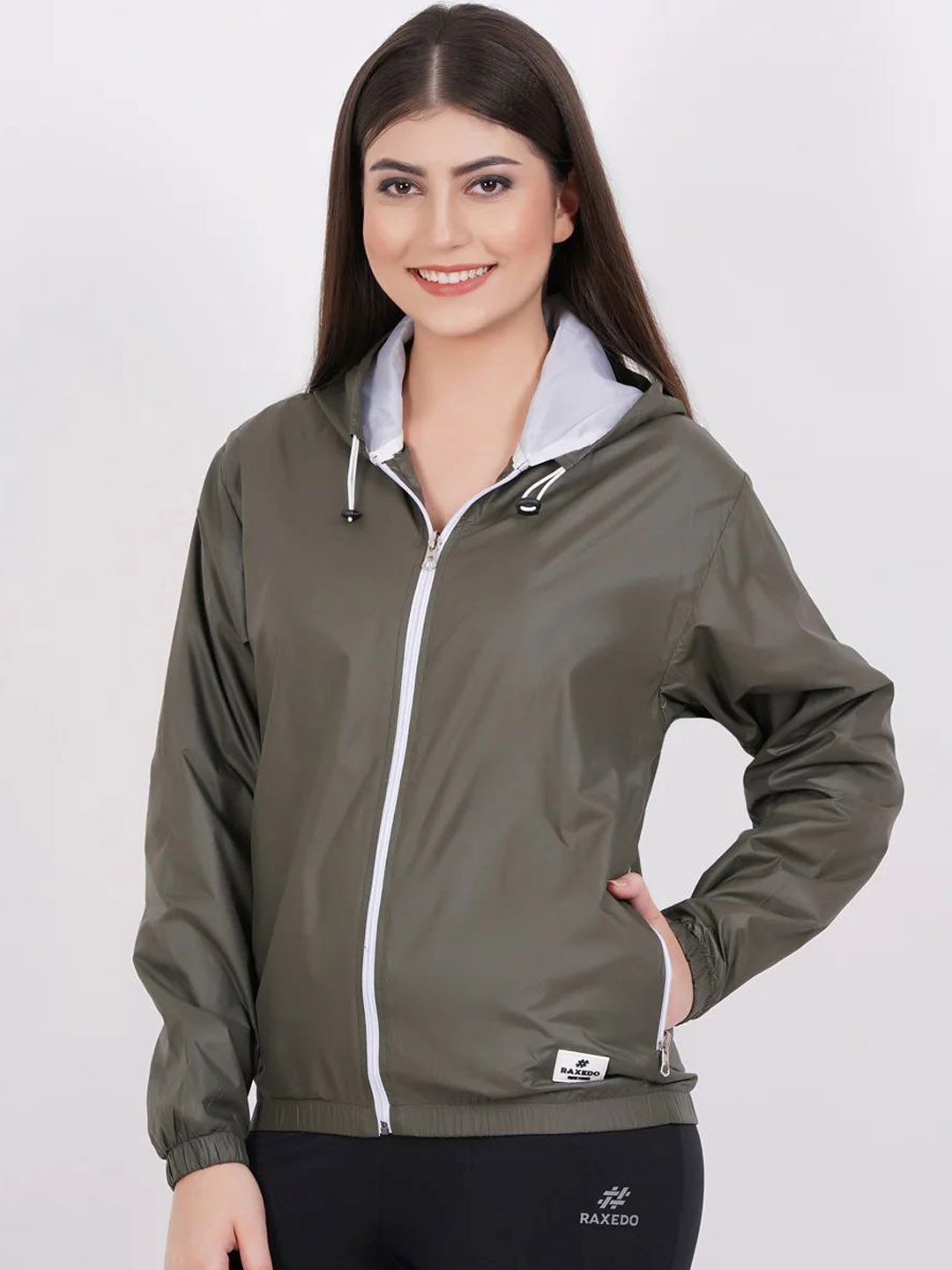 

Raxedo Water Resistant Light Weight Windcheater Jacket for Women, Olive