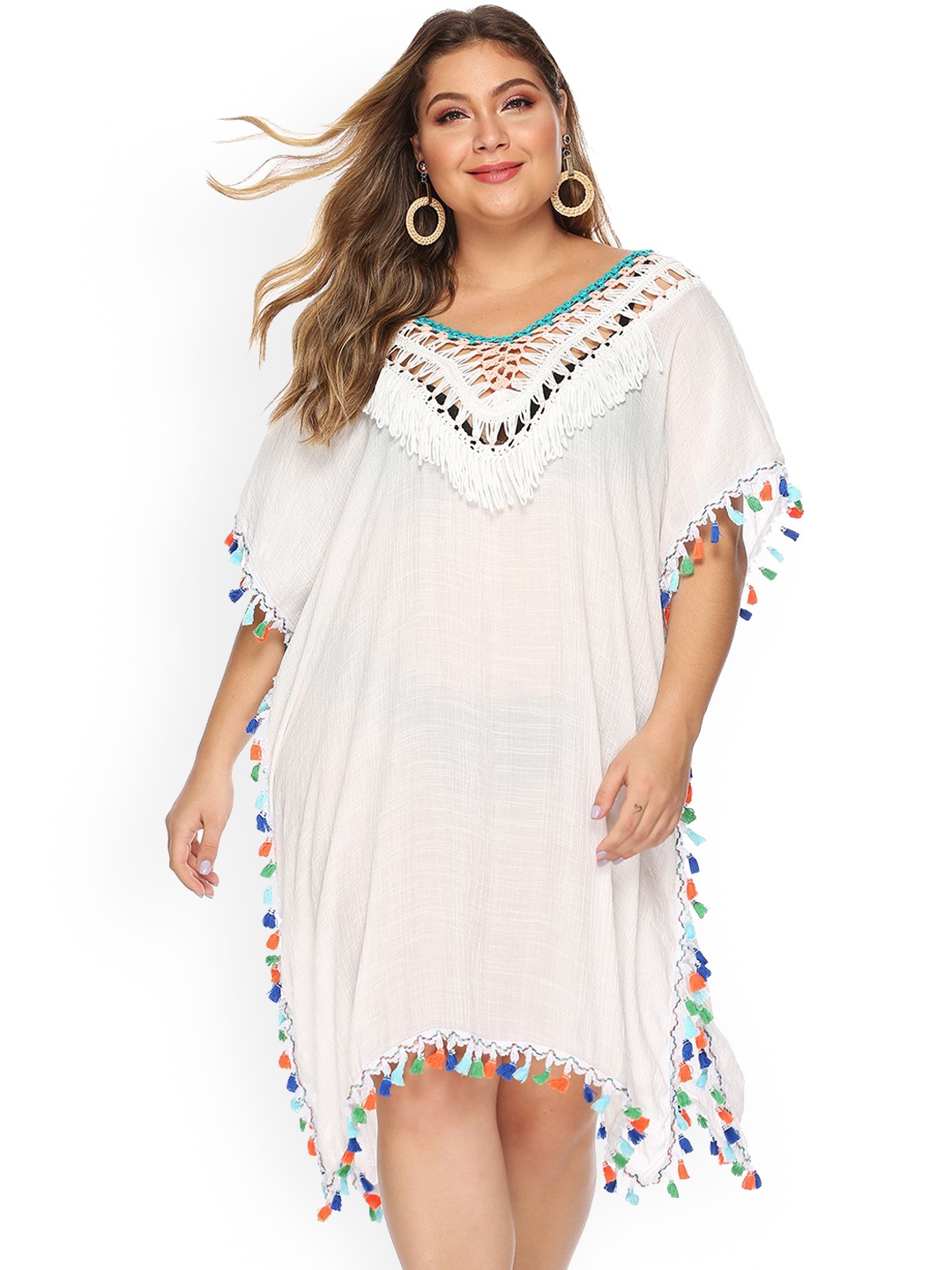 

LULU & SKY Macrame Detail Cover-up, White