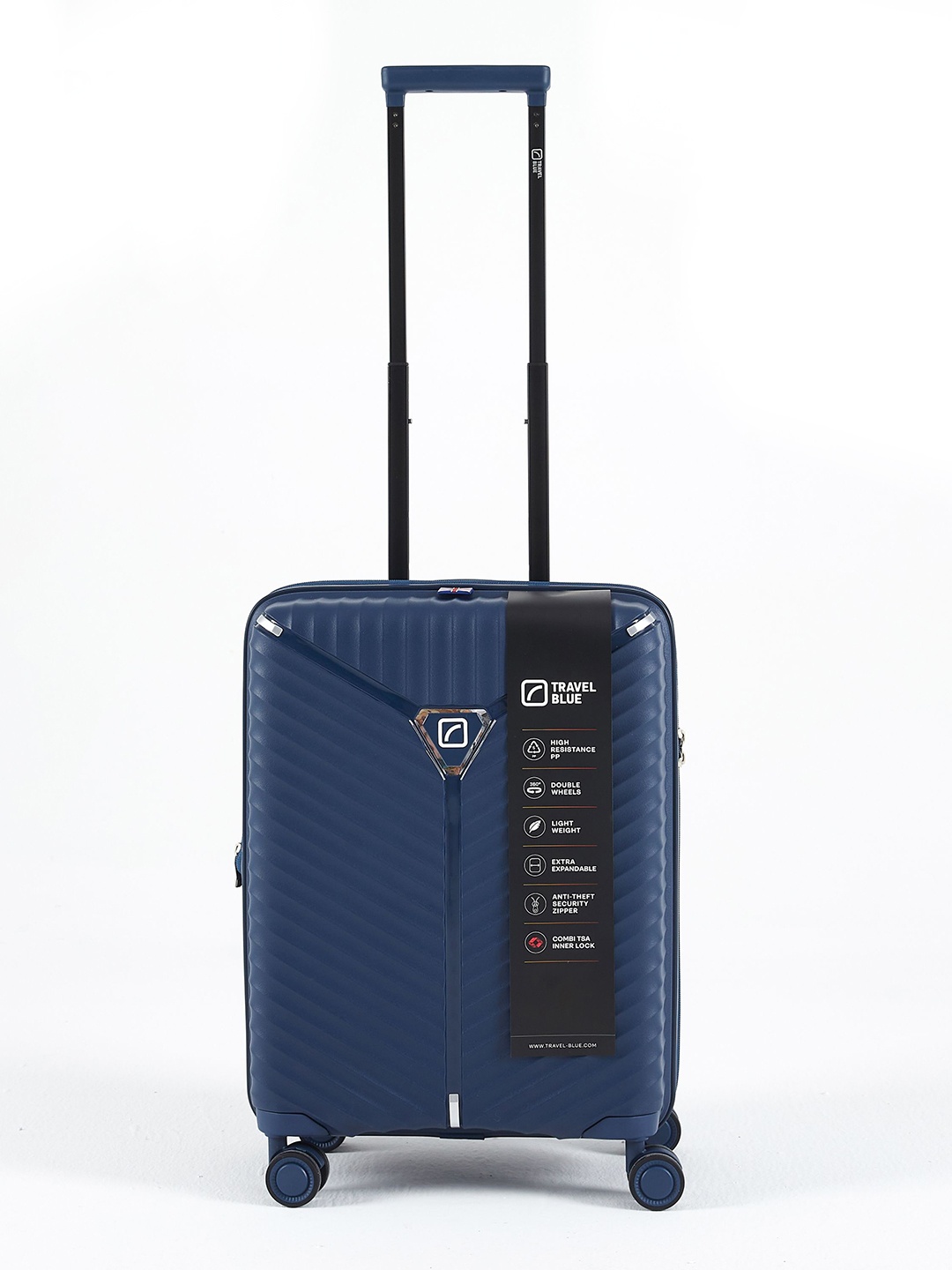 

Travel Blue Summit Case Textured Hard Suitcase Trolley Bag, Navy blue