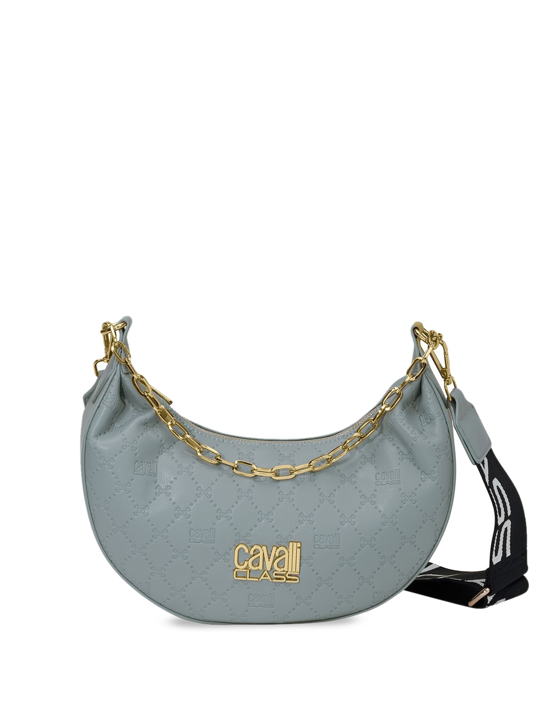 

Cavalli Class Textured Half Moon Sling Bag with Quilted, Blue