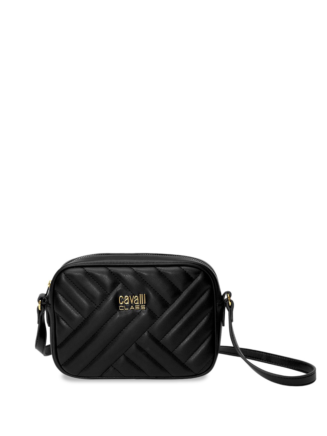 

Cavalli Class Structured Sling Bag with Quilted, Black