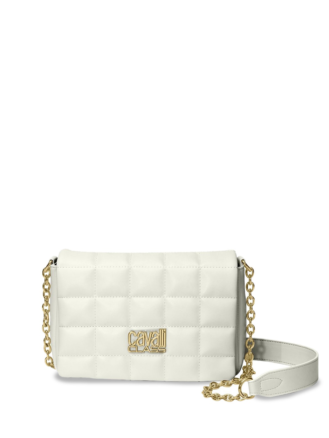 

Cavalli Class Structured Handheld Bag with Quilted, Off white