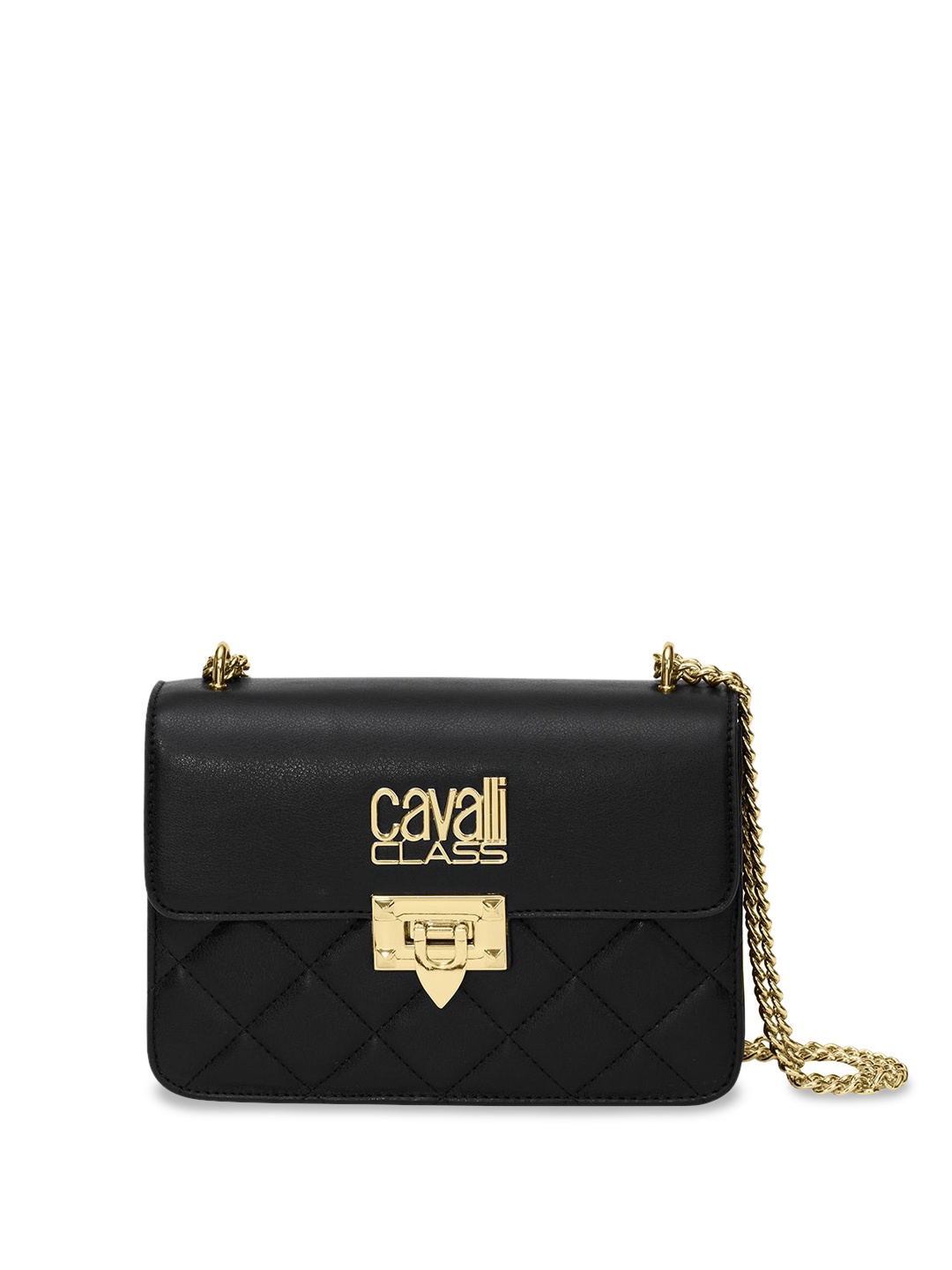 

Cavalli Class Textured Structured Sling Bag with Quilted, Black