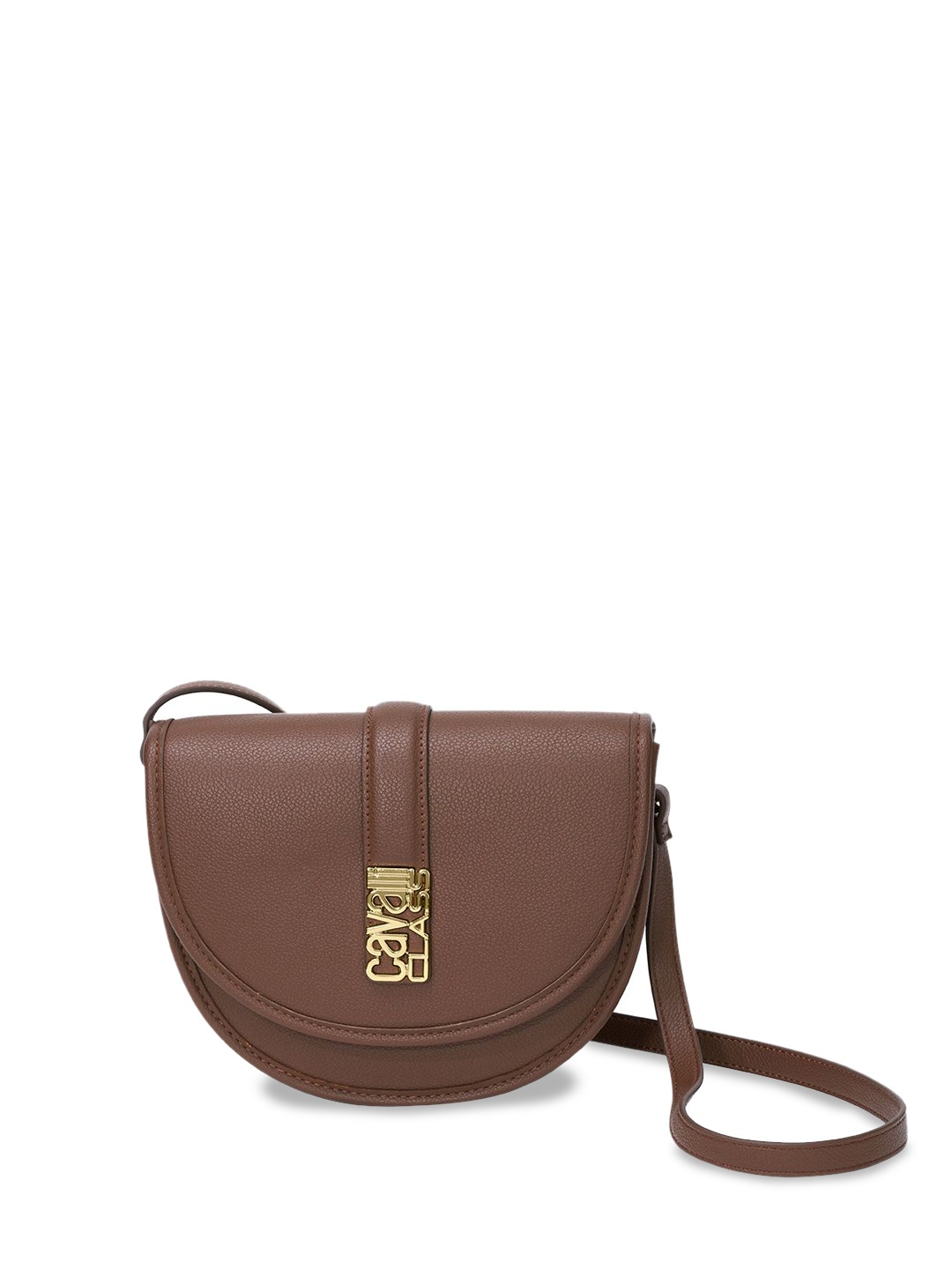 

Cavalli Class Oversized Half Moon Sling Bag with Tasselled, Tan
