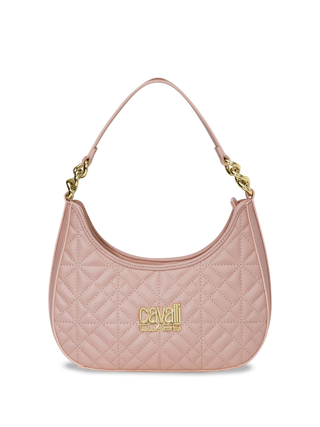 

Cavalli Class Structured Hobo Bag with Quilted, Peach