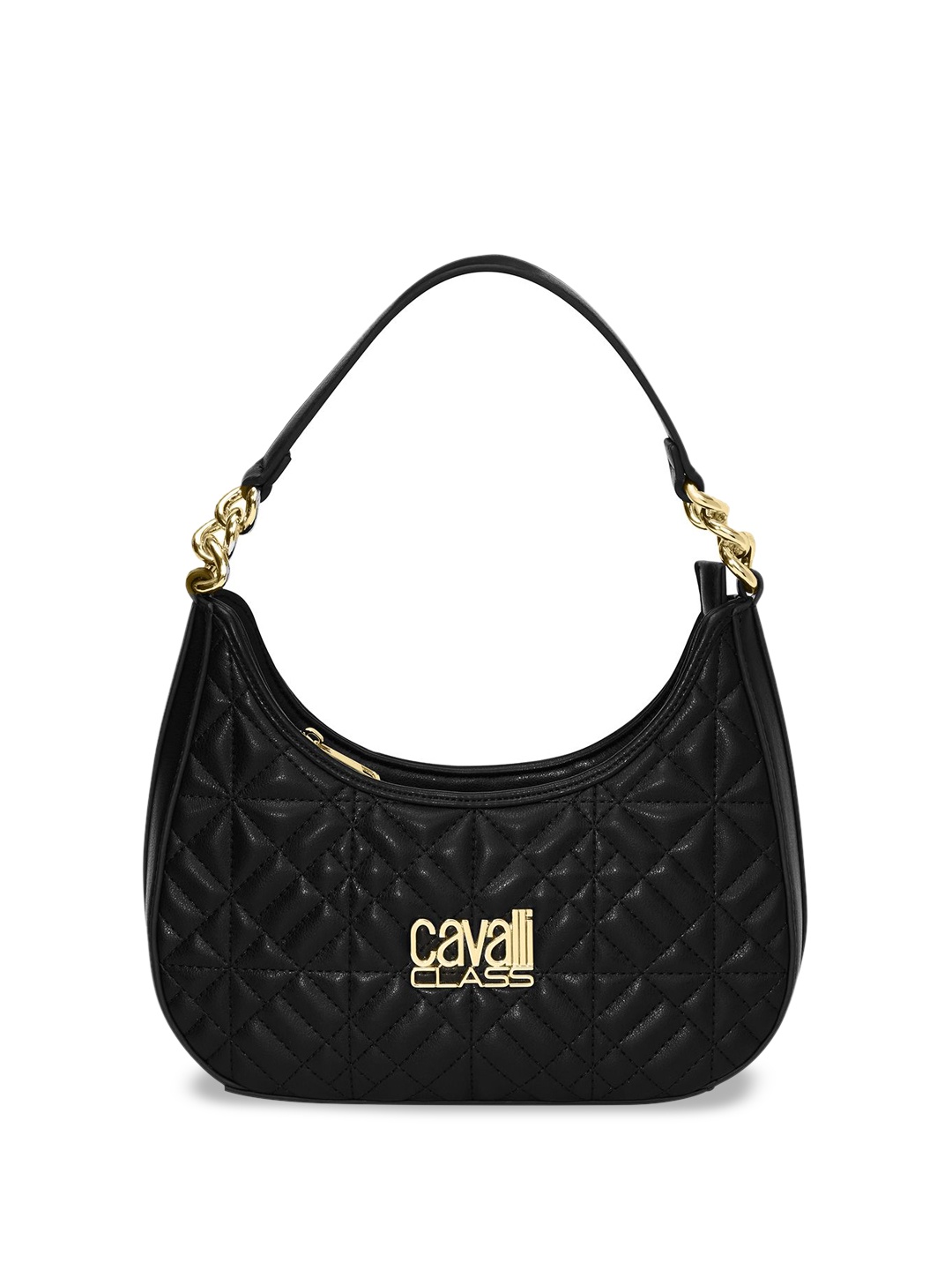 

Cavalli Class Structured Hobo Bag with Quilted, Black