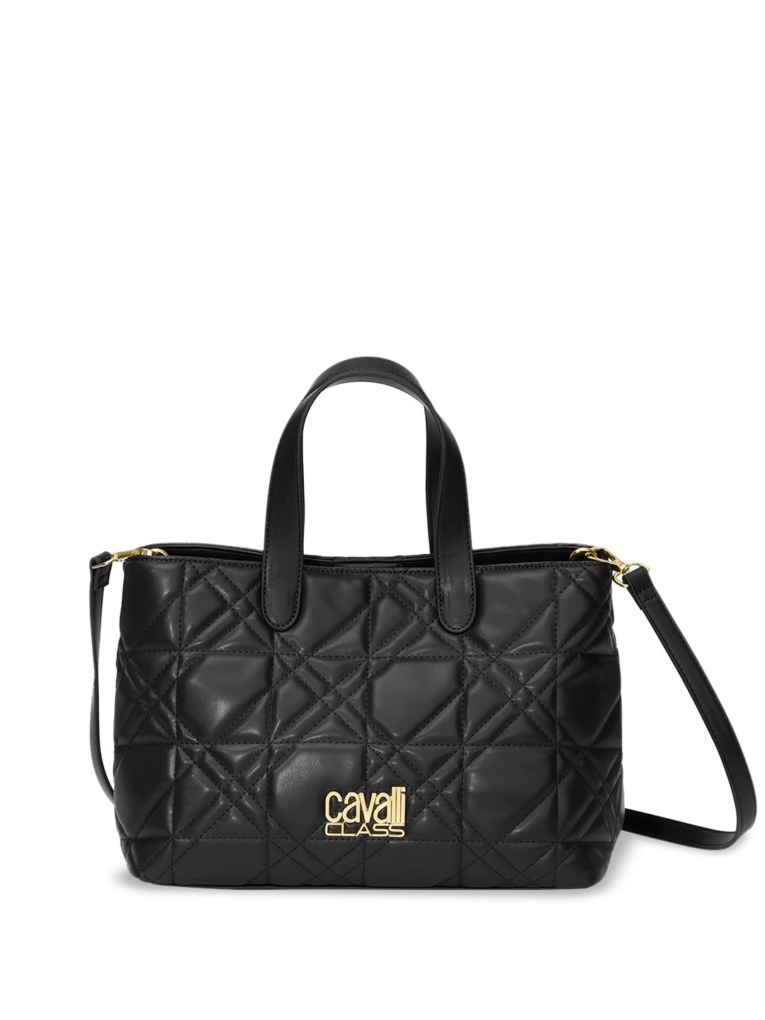 

Cavalli Class Shopper Handheld Bag with Quilted, Black