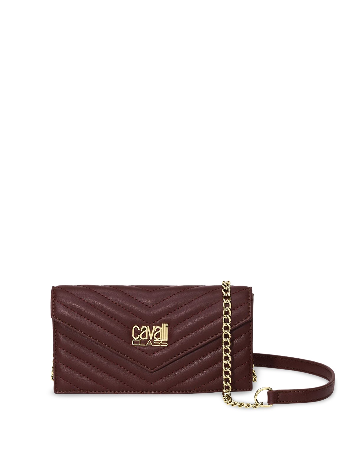 

Cavalli Class Textured Structured Sling Bag with Quilted, Burgundy