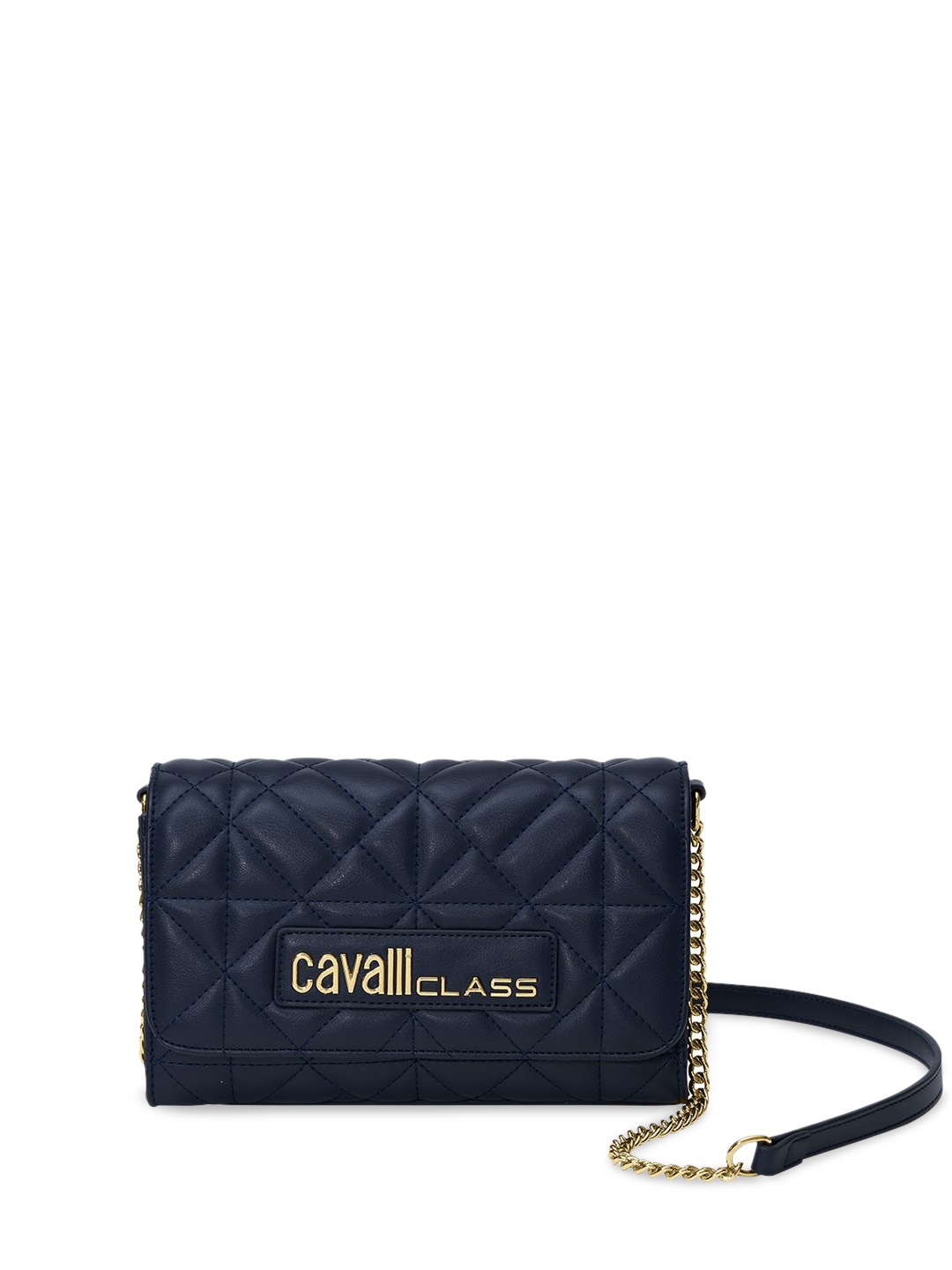 

Cavalli Class Structured Sling Bag with Quilted, Navy blue