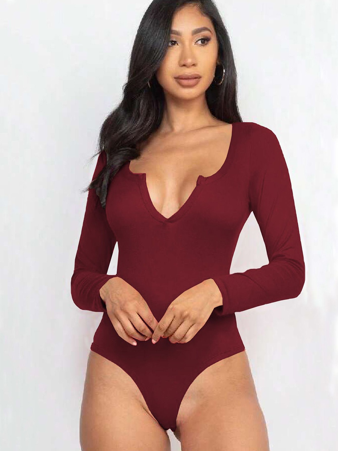 

StyleCast SweetHeart Neck Bodysuit, Maroon