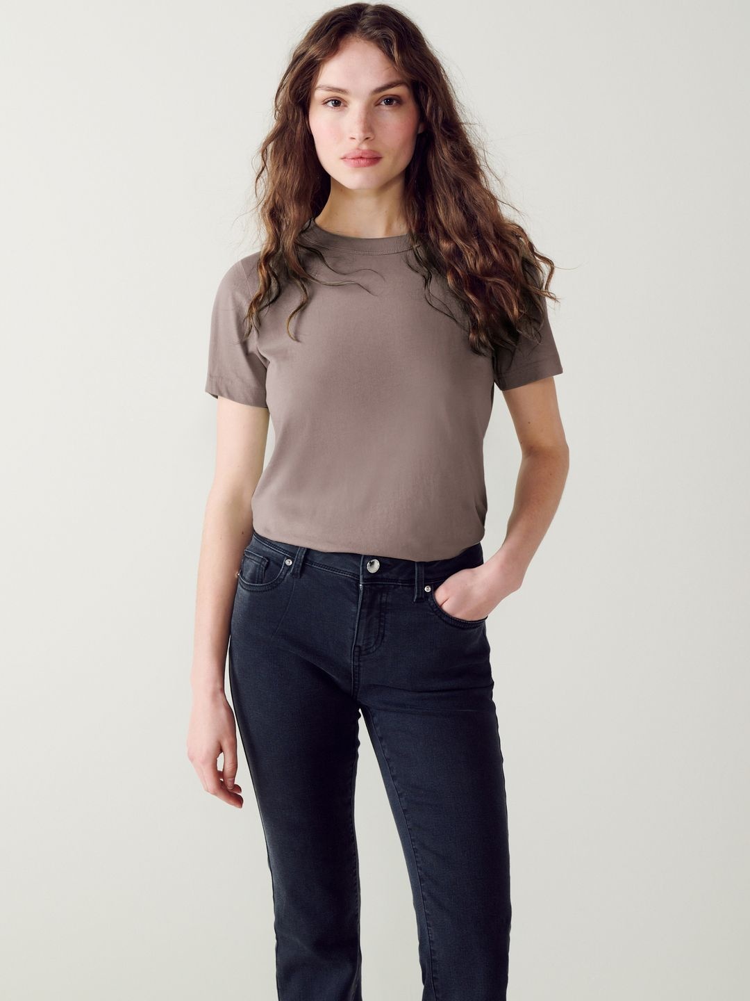 

NEXT Women Pure Cotton T-shirt, Taupe