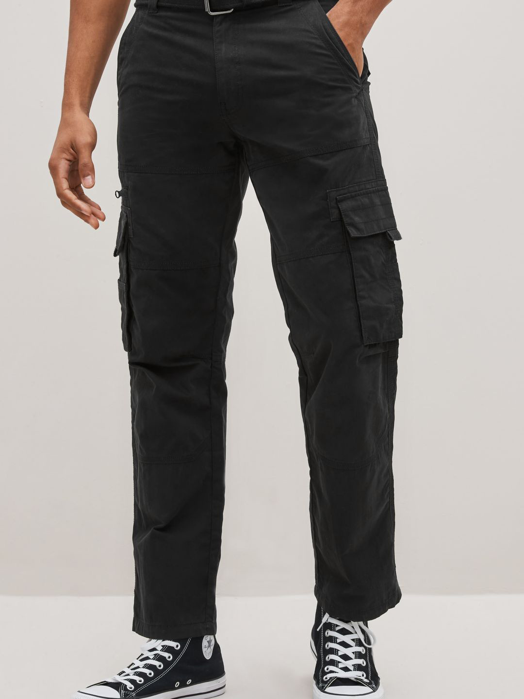 

NEXT Men Cargos Trousers Comes With A Belt, Black