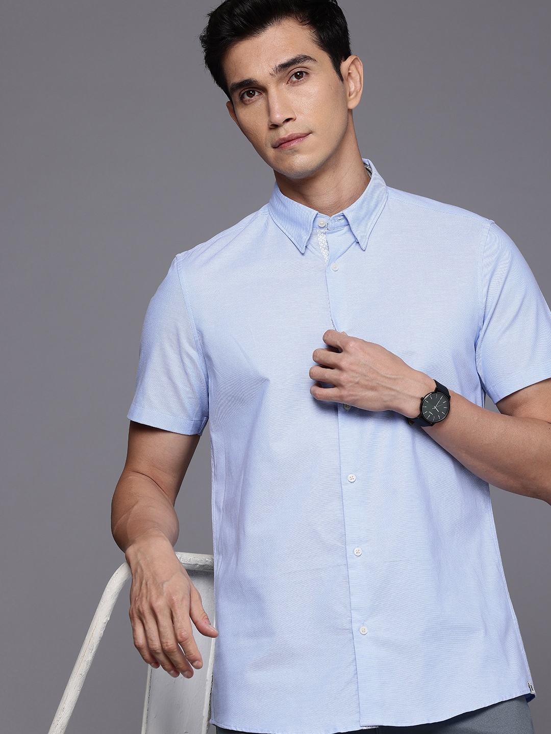 

NEXT Slim Fit Opaque Casual Shirt, Blue