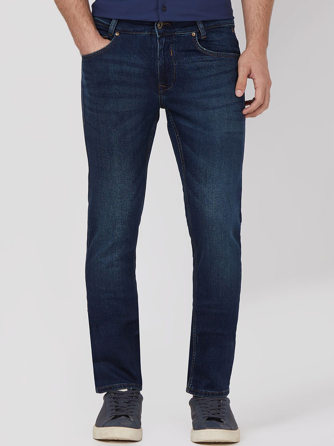 

Mufti Men Super Skinny Fit Clean Look Light Fade Stretchable Jeans, Navy blue