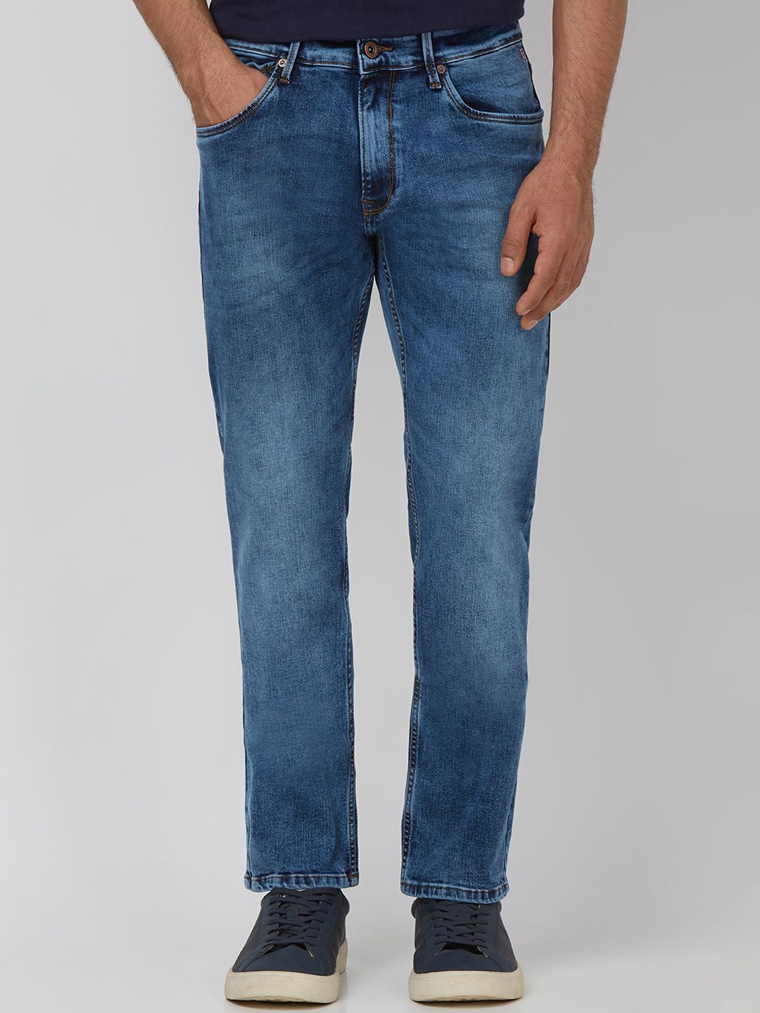 

Mufti Men Slim Fit Mid-Rise Heavy Fade Stretchable Jeans, Blue