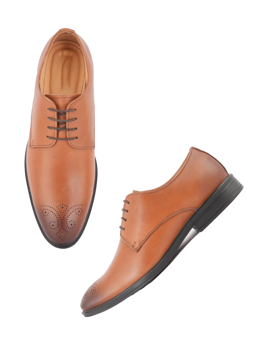 

Style Shoes Men Textured Leather Round Toe Formal Derbys, Tan